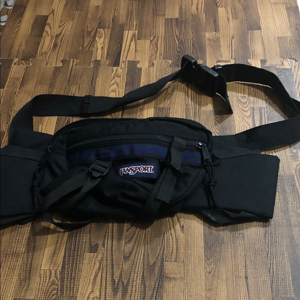 Jansport Black Belt Bag with Subtle Purple Accent